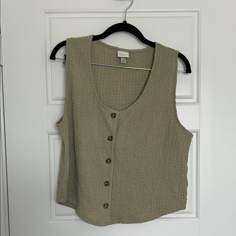 a new day Olive Textured Button-Front Tank Top